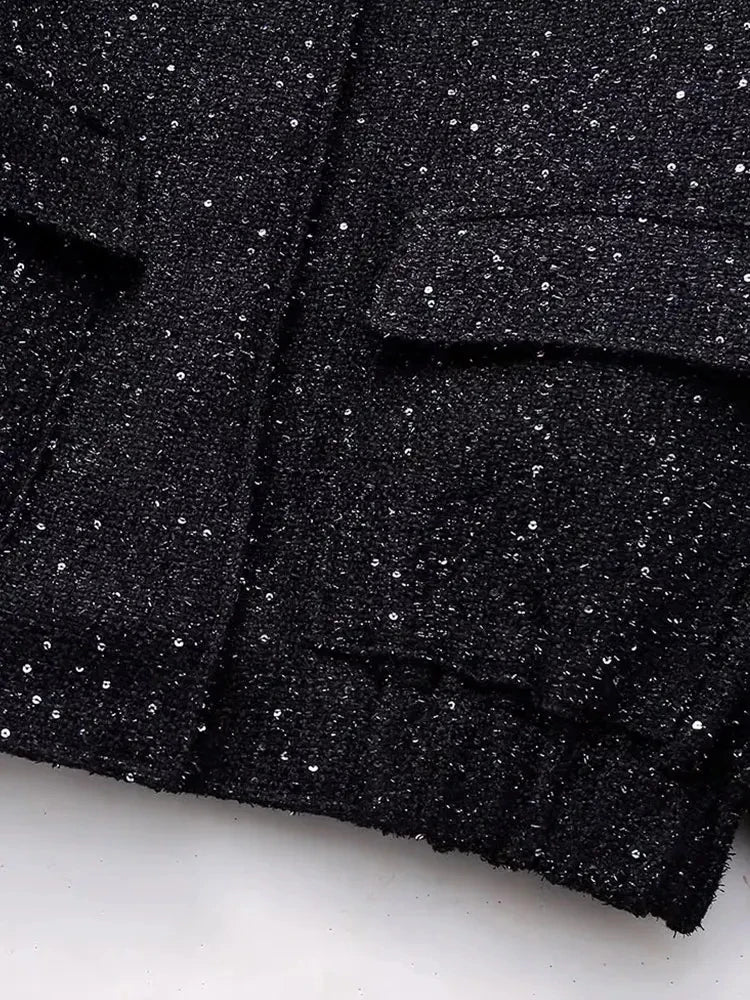 Nlzgmsj – veste à paillettes brillantes pour femme, manteau court à manches longues et col montant, couleur or Y2k, automne hiver, haut pour femme, Streetwear - Ma boutique