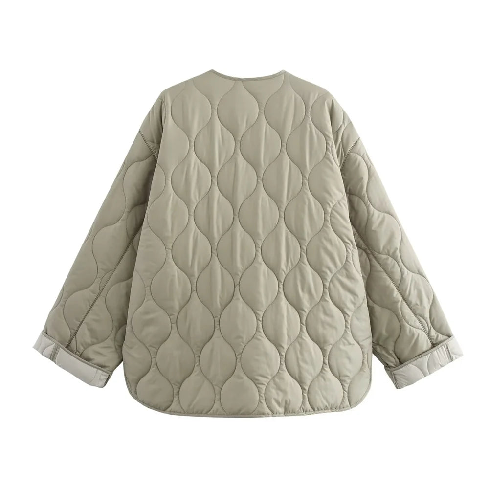 UNIZERA 2024 automne/hiver nouveau produit mode décontracté femmes col rond bord bouclé fermeture éclair manches longues coton veste manteau - Ma boutique