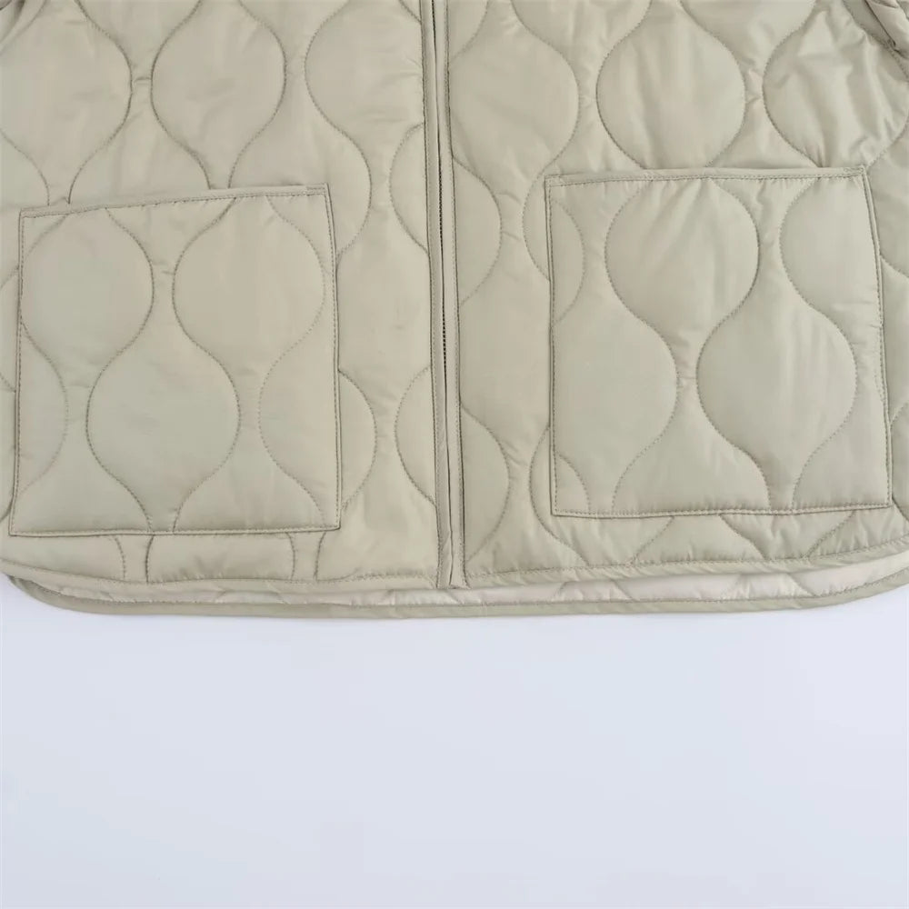 UNIZERA 2024 automne/hiver nouveau produit mode décontracté femmes col rond bord bouclé fermeture éclair manches longues coton veste manteau - Ma boutique